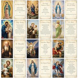 Catholic Prayer Cards Sets - 240 Pcs Religious Holy Prayer Cards Gifts Catholic Saints Tracts Inspirational Christian Gift for Women Men Sunday School Church Bible Study 4 x 2.6 inches