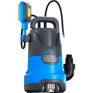 1HP Sump Pump Automatic Submersible Water Pump 4500GPH with Float Switch Portable Utility Water Transfer Pumps with Adapters for Pool Draining Hot Tub Rain Barrel Flooded Basement