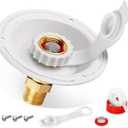 RV City Water Fill Inlet Flange Check Valve Water Hookup Connector 3/4 NH Female to 1/2 NPT Male Mount Lead-Free Brass Flush RV Water Backflow Preventer with Dust Plug for RV Camper Motorhome (White-big flange)