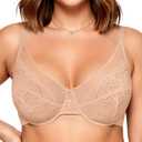 Vertvie Minimizer Bras for Women Full Coverage Underwire Supportive Bra Plus Size Lift Unlined Lace Bralette for Large Bust 40 DD