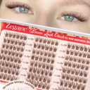 Short Brown Lash Clusters 10-12-14MM Clear Band Wispy Eyelash Clusters Natural Cluster Eyelash Extensions D-Curly Short Lashes Clusters Brown Wispy Cluster Lashes Natural Look 144Pcs by Zegaine