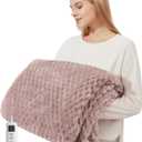 GarveeHome Heated Blanket Electric Blanket Throw Size 50 in x60 in, 6 Heating Levels & 9 Hours Auto Shut Off, Cozy Soft Fleece Fast Heating Blankets Gift, Machine Washable, Pink
