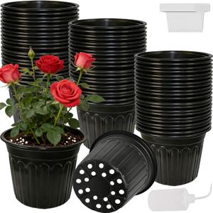 100-Pack 9.5 Inch Flexible Plastic Plant Pots, Thickened Soft Nursery Pots Seed Starting Container for Indoor Outdoor Plants, Seedlings, Vegetables, Succulents and Cuttings