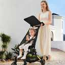 Oneye Travel Stroller for Airplane, Ultra Lightweight Baby Stroller for Toddlers with Canopy, Foldable & Compact Strollers with Jumbo Seat & Large Storage Basket,10.19lb,Stable & One-Hand Fold, Black