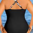 Yonique Women Plus Size One Piece Swimsuit Tummy Control Bathing Suits Lace up Plunge Swimwear Leopard and Black 16W