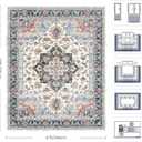 8x10 Area Rugs for Living Room - Washable Rug Vintage Distress Boho Medallion Rugs for Bedroom, Soft Non-Slip Backing Low Pile Carpet for Dining Room Office Nursery Home, Blue Beige Orange