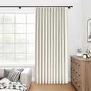 YZ HOME Extra Wide Pinch Pleated Curtains for Sliding Glass Door, Linen Natural Full Blackout Curtains for Bedroom Living Room Memory Trained Thermal Insulated Drapes with Hooks, 1 Panel 70''Wx84L