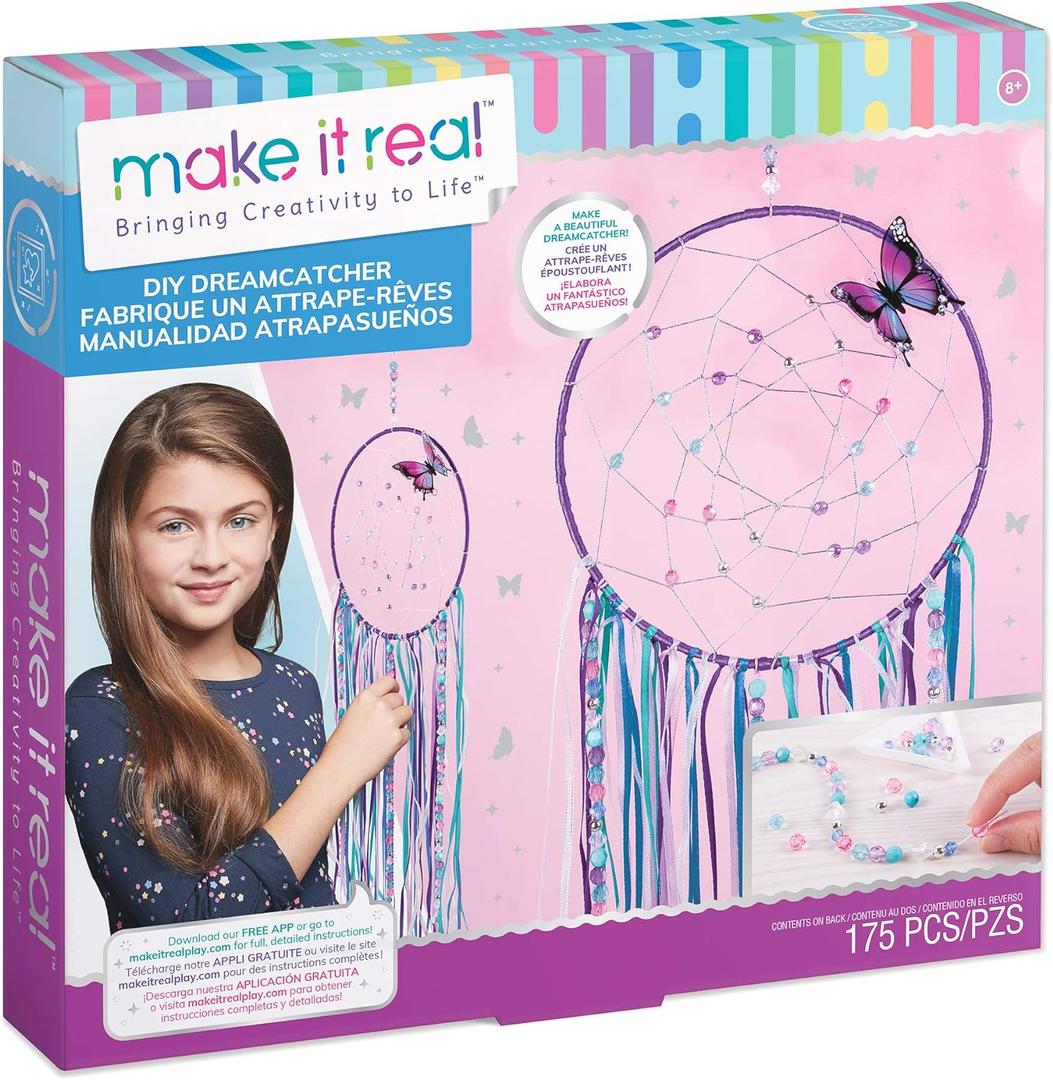 Make It Real: DIY Dreamcatcher - Purple Pink Blue Butterfly, 175 Piece All-in-One DIY Kit, Tweens & Girls, Bedroom Dcor, Arts & Crafts, Make A Beautiful Hanging Bead Dreamcatcher, Kids Ages 8+