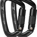 BEIFENG 25KN Auto Locking Carabiner - UIAA Certified Heavy Duty Climbing Carabiners for Rock Climbing, Camping, Rappelling, Hunting, Rescue Equipment - Professional Carabiner Clips (Black)