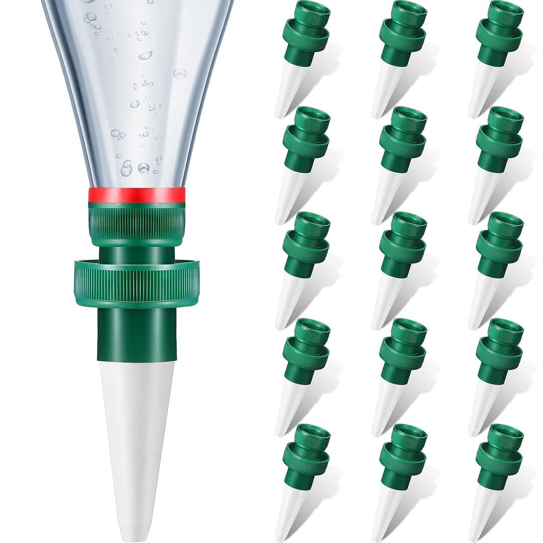 Patelai Terracotta Plant Watering Spikes Self to Use with Cola Bottles Houseplant Watering Stakes Automatic Irrigation System(15 Pack,White)