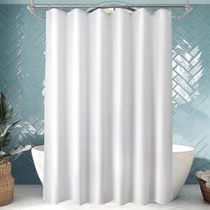 Titanker Long Shower Curtain Liner Washable, 72x80 Inches, White Shower Liner Fabric with 2 Magnets, Polyester Long Bathroom Shower Curtain Liner Waterproof Soft Lightweight, White