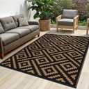 sarben Outdoor Rug for Patio - Waterproof Plastic Straw Camping Rugs 4x6 ft, Reversible Outdoor Indoor RV Mat Carpet for Patio, Porch, Deck, Balcony, Picnic, Beach, Black Brown