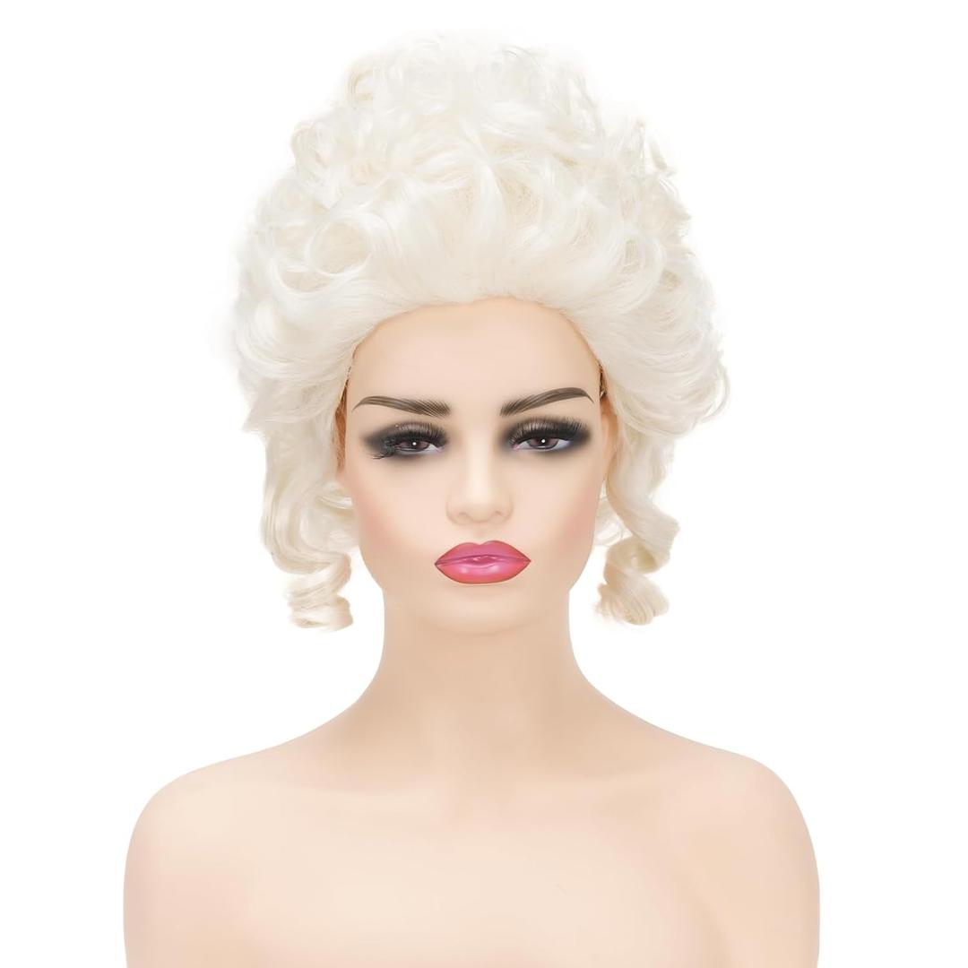 Victorian Wig for Women Curly Blonde Marie Antoinette Wigs,Vintage Beehive Wig18th Century Rococo Costume Cosplay Wigs Party Halloween