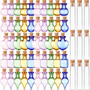 Geiserailie 80 Pieces Tiny Glass Bottles Spell Jars with Cork Stoppers Small Mini Wishing Potion Bottles Witchcraft Supplies for Winter Wedding Party Decor Drifting DIY Crafts Project (Vivid Style)