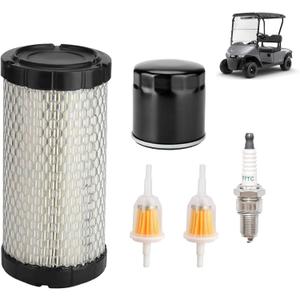 Air Filter 28463G01 Golf Cart Tune Up Kit for EZGO TXT RXV 2008 and up Gasoline Vehicles, for Kawasaki 4 Cycle Engines Parts, Oil Filter 607454 with 2Pcs Fuel Filter 72084G01 and Spark Plugs 607462