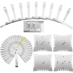 15 Pieces Guitar Luthier Tools Set Including Radius Gauge String Action Ruler 32 Blades Feeler Gauge for Guitar and Bass Setup