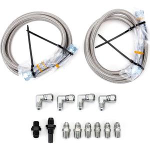 6AN 70" Transmission Cooler Hose Kit Lines Fitting Kit for GM Chevy 1996-2021 4L80E, for Ford C4-C6-AOD, for Turbo 350/400/200-200R4/700R4 4L60 4L60E 4L65E,Stainless Steel Braided Lines