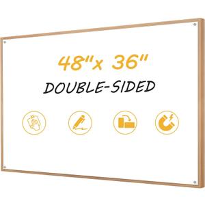 48x36 Large Dry Erase Board for Wall 4' x 3' Double Sided Magnetic White Board Without Frame for Office, Class, Home