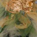 Fairy Costume Dress for Girls, Green Princess Flower Girl Dress, Tutu Dress with Headband and Wings (4T, Gold)