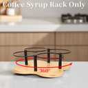 Rotating Coffee Syrup Organizer, Syrup Bottle Holder for Coffee Syrup Dispenser 16.9oz, Bamboo Coffee Syrup Rack for Coffee Bar Station Countertop, Coffee Bar Accessories(Syrup Rack Only)