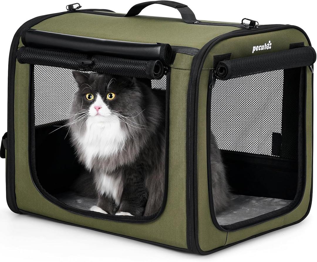 Dog Car Carrier Light Weight 19.7×16.9×14.8in, Foldable Dog Carrier, Green