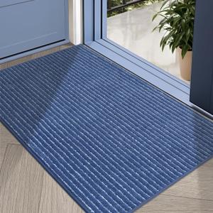 COSY HOMEER Indoor Door Mat Floor Mats Dirt Trapper Wet Shoes and Paws, Front Door Outside Entry Welcome Outdoor Entrance Dog Cat Mat, Anti Slip Washable, 32"x48",Blue