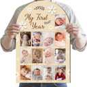 R HORSE Large My First Year Photo Frame Board, 23 x 15 Inches 3D Daisy Birthday Decorations Display Wood Board, Baby First Year Picture Frame 12 Months Milestone 1st Birthday Nursery Decor Gift