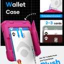 ASAFCASE for Samsung Galaxy Z Flip 6 and Z Flip 7 FE Case Wallet with Card Holder (3 Cards) & Outer Screen Protector & Hinge Protection, Shockproof Rugged & Full Body Protective Phone Cover, Hot Pink