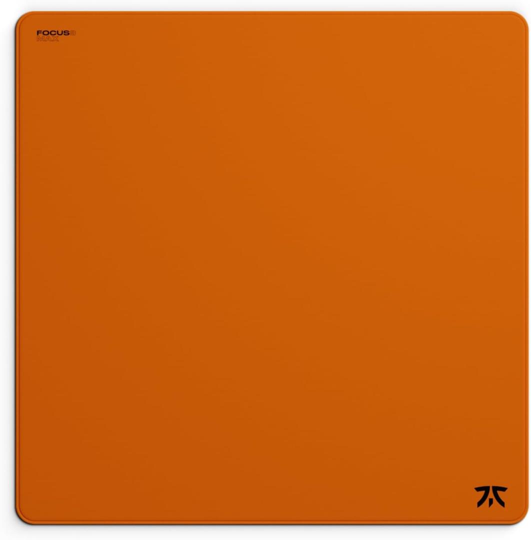 Fnatic Max Focus 3 XL Pro Gaming Mouse Pad, Orange Smooth Cloth Control Surface, Water Resistant Coating, for Esports with Non-Slip Poron Foam Base, Micro-Knit Stitched Edges (18.9" x 18.9" x 0.24")