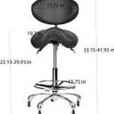 Saddle Stool Rolling Chair Tall with Backrest Foot Rest Hydraulic Swivel Adjustable Height Ergonomic Tilt Thick Seat with Casters for Dental Hygienist Eyelash Technician Hairstylist Black
