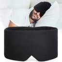 FRESHME Sleep Mask Blackout - Handmade Cotton Sleep Mask for Women Men Eye Mask for Sleeping Black Soft Eye Cover for Sleeping with Adjustable Veclro Breathable Eye Blindfold for Night Nap Travel