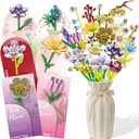 Valentine's Day Gifts Party Favor 24Pcs Gifts Flowers Bouquet Botanical Building Block Sets Home Plant Decor Birthday Gifts for Adults Women Boys Girls 8-12+
