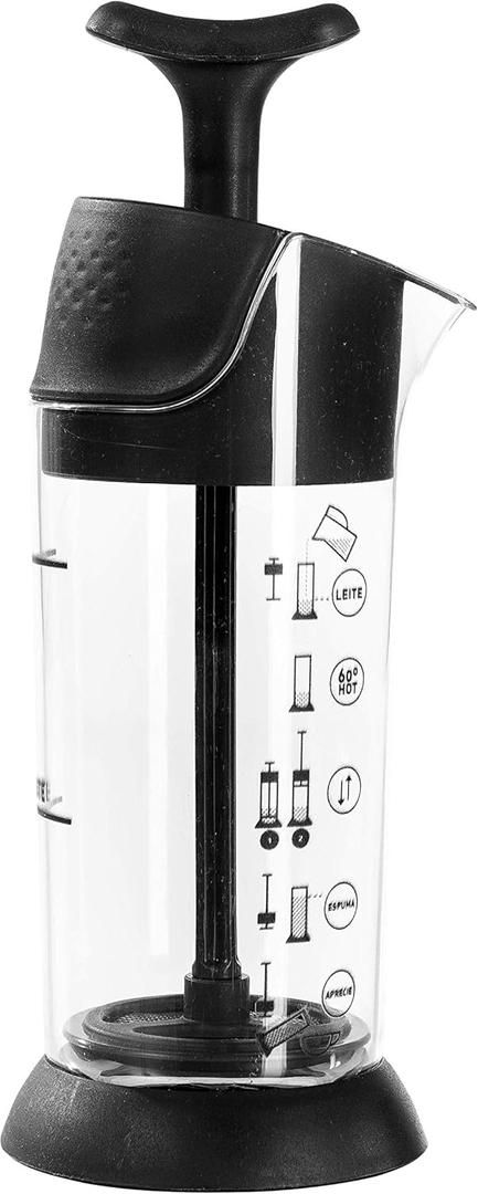 Manual Milk Frother - Handheld Milk Mixer, Warm & Cold Milk Foamer, BPA Free, Frother for Coffee & Drinks - Home & Coffee Bar Accessories, Kitchen Utensils & Tools - 6.8 oz, Black