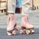 Tuosamtin Roller Skates for Women/ Youth with Height Adjustable stoppers Retro Quad Roller Skates for Outdoor and Indoor (8, Pink)