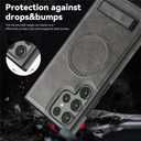 Lunivop Compatible with Samsung Galaxy s24 Ultra Case PU Leather [Compatible with Magsafe Wireless Charging] Magnetic Cover Stand Funda Rugged Phone Case Gray