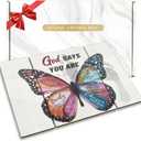 Olicard Foldable Stone Bath Mat - Quick Dry Diatomaceous Earth Bath Mat with Non Slip Pad, Absorbent Stone Shower Mat for Bathroom, Butterfly Bathroom Decor, Inspirational Gift for Women