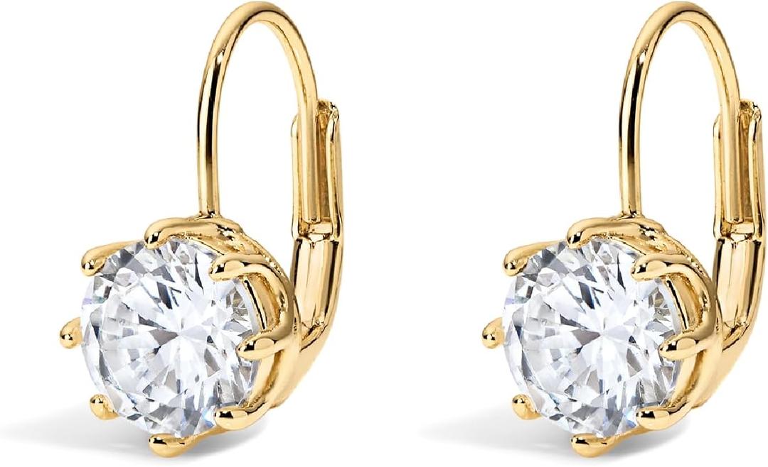 Electric Picks The Bentley Earrings,14kt Gold Plated Studs with 7mm Sparkling Crystal, Lightweight Everyday & Gift Jewelry for Women, Timeless Minimalist Gold Earrings