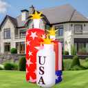 4.92 ft 4th of July 250th Anniversary Inflatable Outdoor Yard Decoration Memorial Day Blow up USA Candles with Build in LED Lights Patriotic Inflatable for Independence Day Lawn Yard Decor
