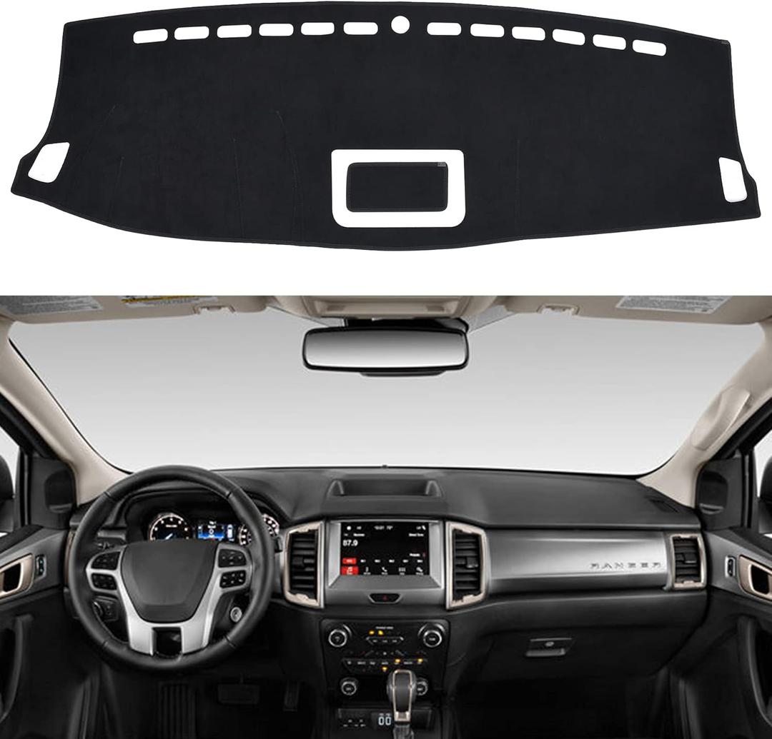 SPEEDWOW Dashboard Dash Board Cover Mat Carpet Compatible with Ranger Pickup 2019-2022 (Black)