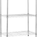 Amazon Basics 3-Shelf Adjustable Heavy Duty Steel Wire Shelving Rack with Chrome Finish, No-Tool Assembly, 250 lbs per Shelf, 23.2" L x 13.4" W x 30" H