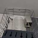 Dish Drying Rack, 304 Stainless Steel Dish Racks for Kitchen Counter with Cutlery Holder & Sponge Holder, Large Dish Drainer with Removable Drainboard, 11.8''W x 16.7''L (Stainless Steel)