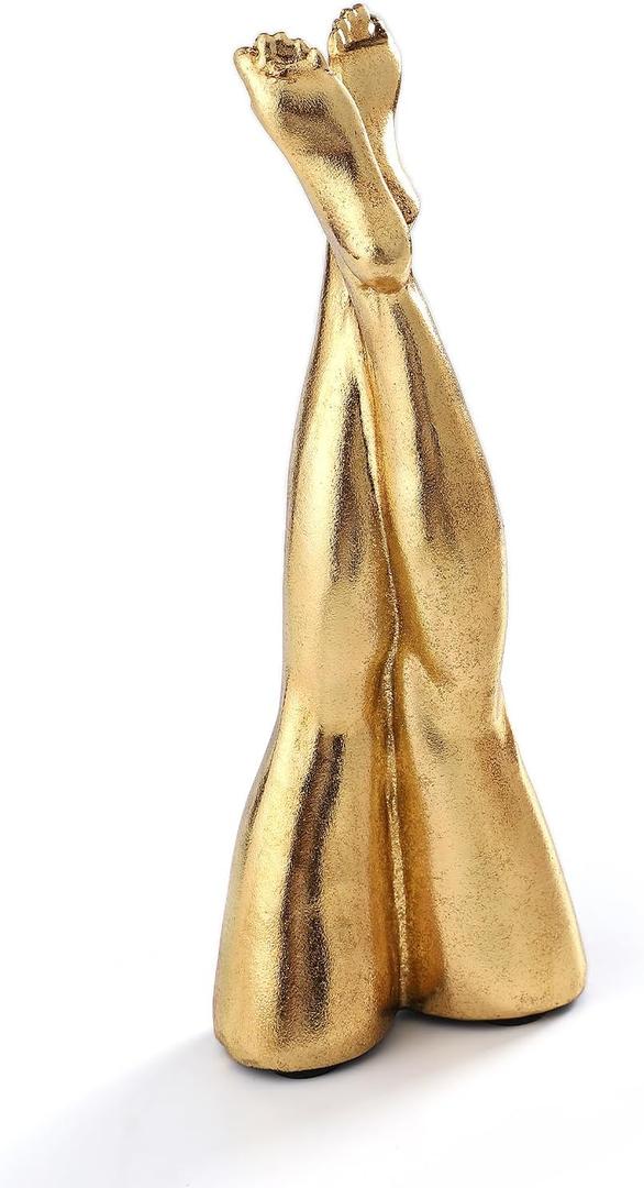 Golden Legs Sculpture Elegant Resin Home Decor Legs Statues Versatile Indoor/Outdoor Ornament, Bedroom, Office Desktop, Cabinets, Perfect (Straight Leg)