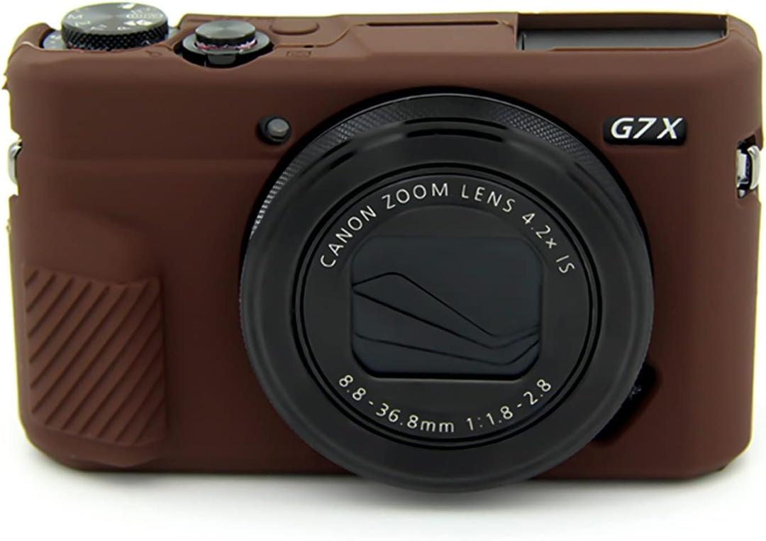Easy Hood G7X Mark II Case G7X Camera Silicone Case, Soft Silicone Protective Cover for Canon Powershot G7X Mark II DSLR Camera (Coffee) (Brown)