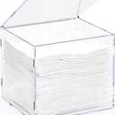 Facial Towel Holder, Large Clear Acrylic Dispenser Box with Cover fit for XL Disposable Face Towels (50+ Countnot Include), Easy Assemble Bathroom Countertop Organizer for Towelettes & Wipes