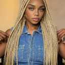 FANCEE Real Full Lace Braided Wig for Black Women Blonde 34 Inch Pre Plucked Knotless Squrare Part Box Braid Twist Locs Wig with Baby Hair
