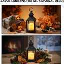 2 Pack 10.2” Candle Lanterns Decorative Indoor Hanging Lanterns with Warm Flickering LED Candle 6 Hours Timer,Black Battery Powered Candle Lantern Table Centerpiece Mantle Shelf Home Decor