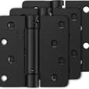 3 Pack Self Closing Door Hinges 4 Inch, Matte Black Spring Loaded Hinges with 1/4'' Radius Corners, Adjustable Tension for Garage, Front Door, for Left and Right Hand Door, UL Listed