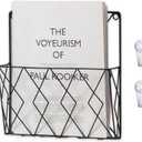 Wall-Mounted File Organizer, Metal Wall File Holder, Magazine Rack, Space-Saving Design, Ideal for Home Office, Workspace, and Study Room Organization (Black)