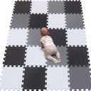 YIMINYUER 20 Tiles (30cm30cm1cm Each Tile) Baby Soft Puzzle Play Mats, Kids Thick EVA Foam Floor, Toddlers & Children's Soft Interlocking Mat R01R04R12G301020 (142114CM, White Black Gray)