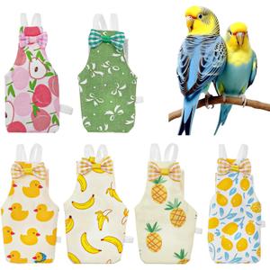 6Pcs Bird Diaper - Reusable Parrot Diapers with Waterproof Inner, Washable Pet Bird Diapers for Cockatiel Budgie Lovebird Parakeet Canary Monk (Medium) (Multiple colors)